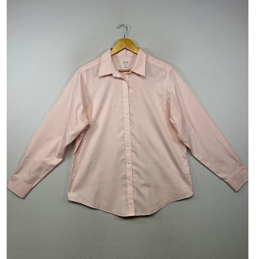 Preppy Brooks Brothers Womens 16 Pink Non-Iron Classic Fit Button Down Shirt